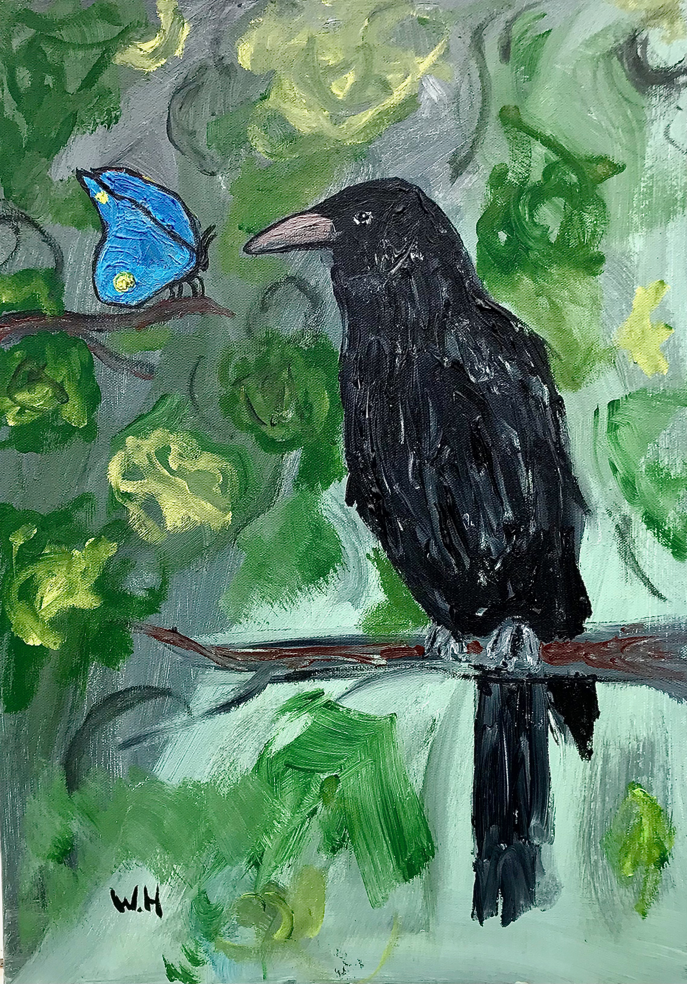 Crow and butterfly